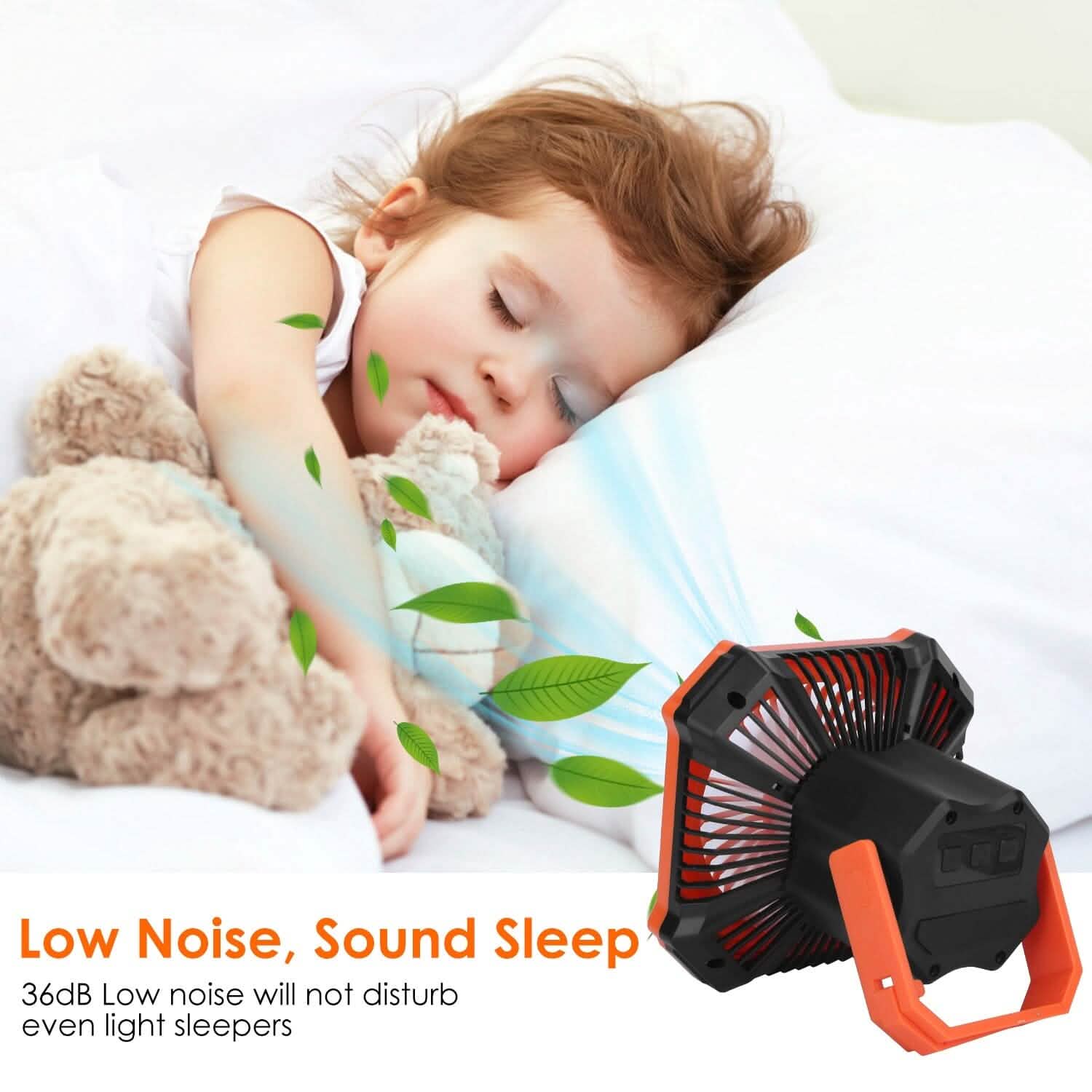 Ventilateur lanterne de camping portable alimenté par batterie 10000mAh avec 4 modes d'éclairage