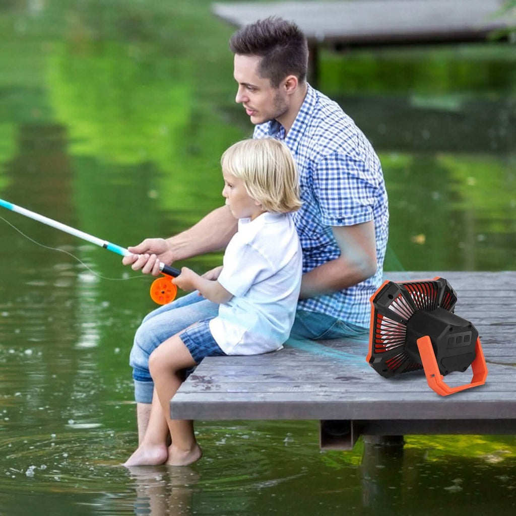 Ventilateur lanterne de camping portable alimenté par batterie 10000mAh avec 4 modes d'éclairage
