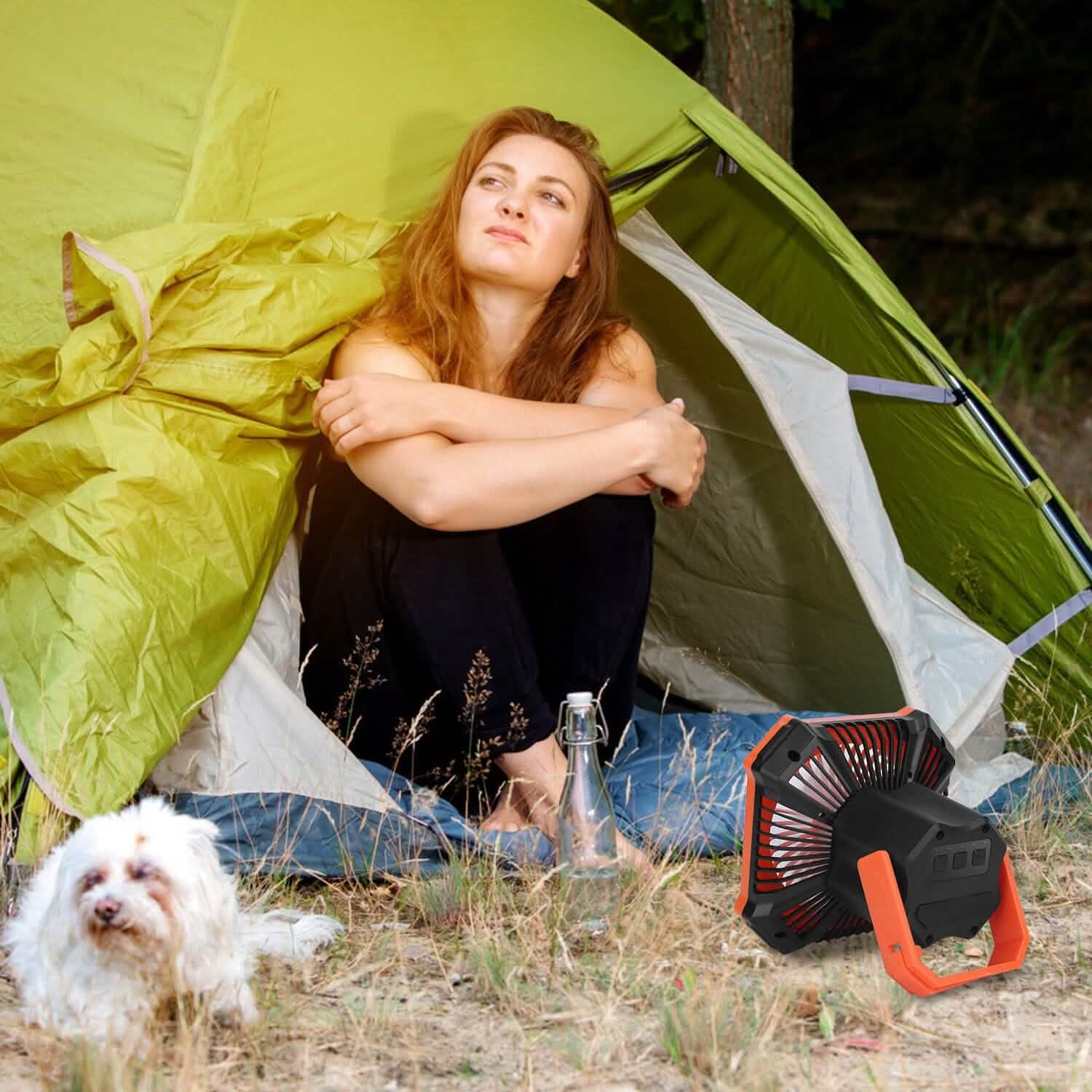 Ventilateur lanterne de camping portable alimenté par batterie 10000mAh avec 4 modes d'éclairage