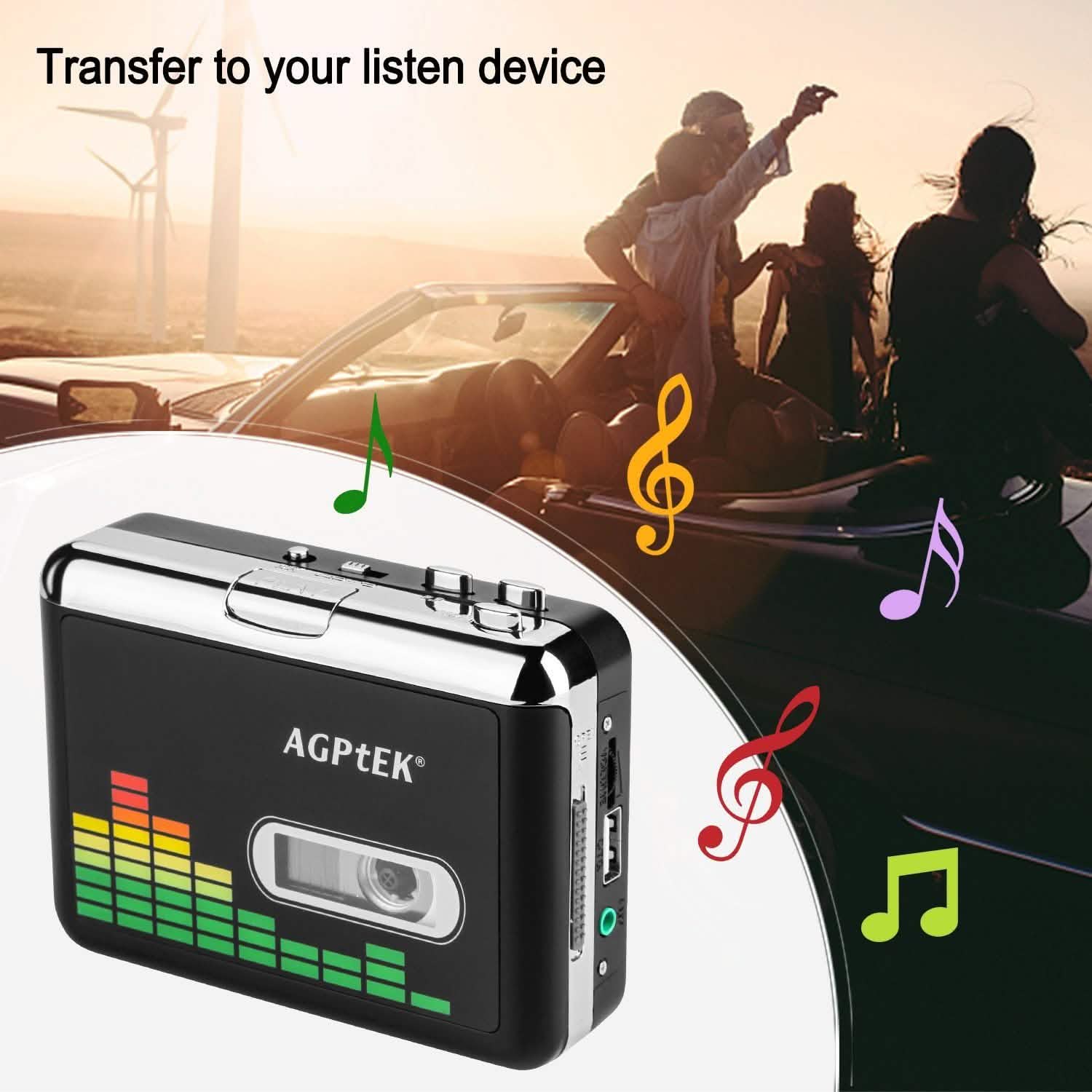 Lecteur de musique audio à cassette portable Enregistreur de cassettes avec convertisseur de cassette vers MP3