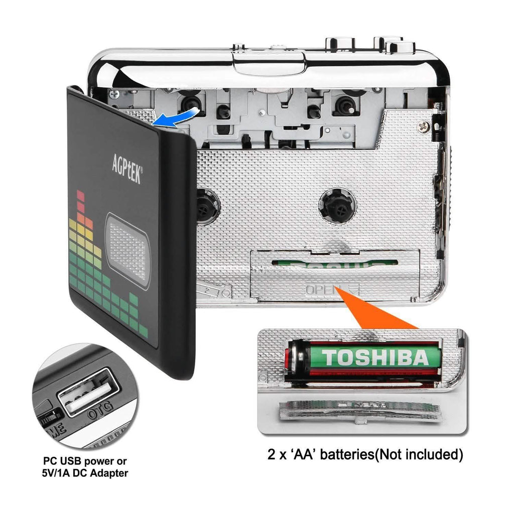 Lecteur de musique audio à cassette portable Enregistreur de cassettes avec convertisseur de cassette vers MP3