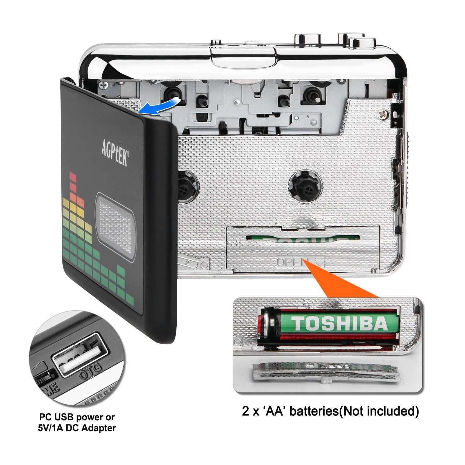 Lecteur de musique audio à cassette portable Enregistreur de cassettes avec convertisseur de cassette vers MP3