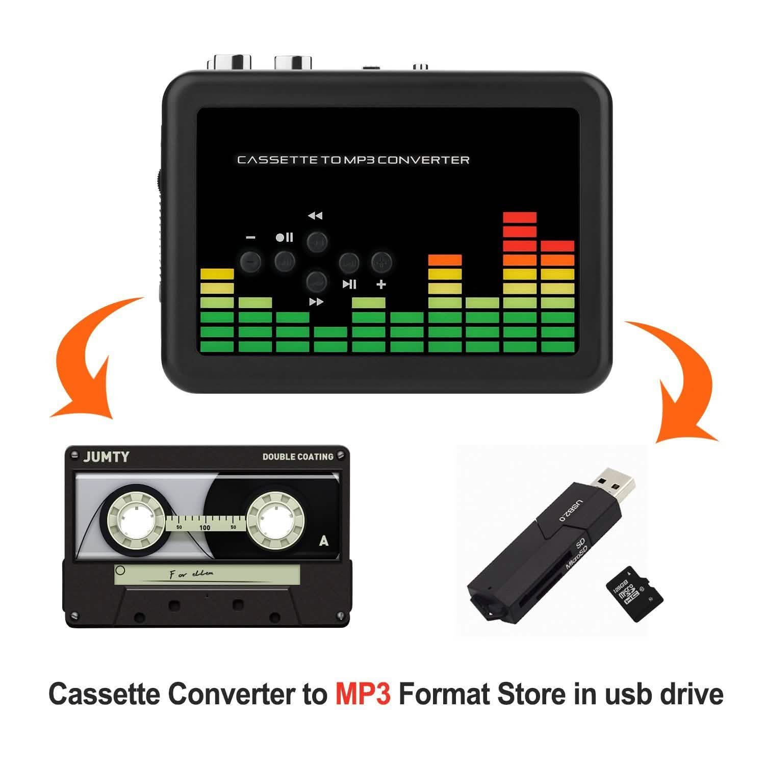 Lecteur de musique audio à cassette portable Enregistreur de cassettes avec convertisseur de cassette vers MP3