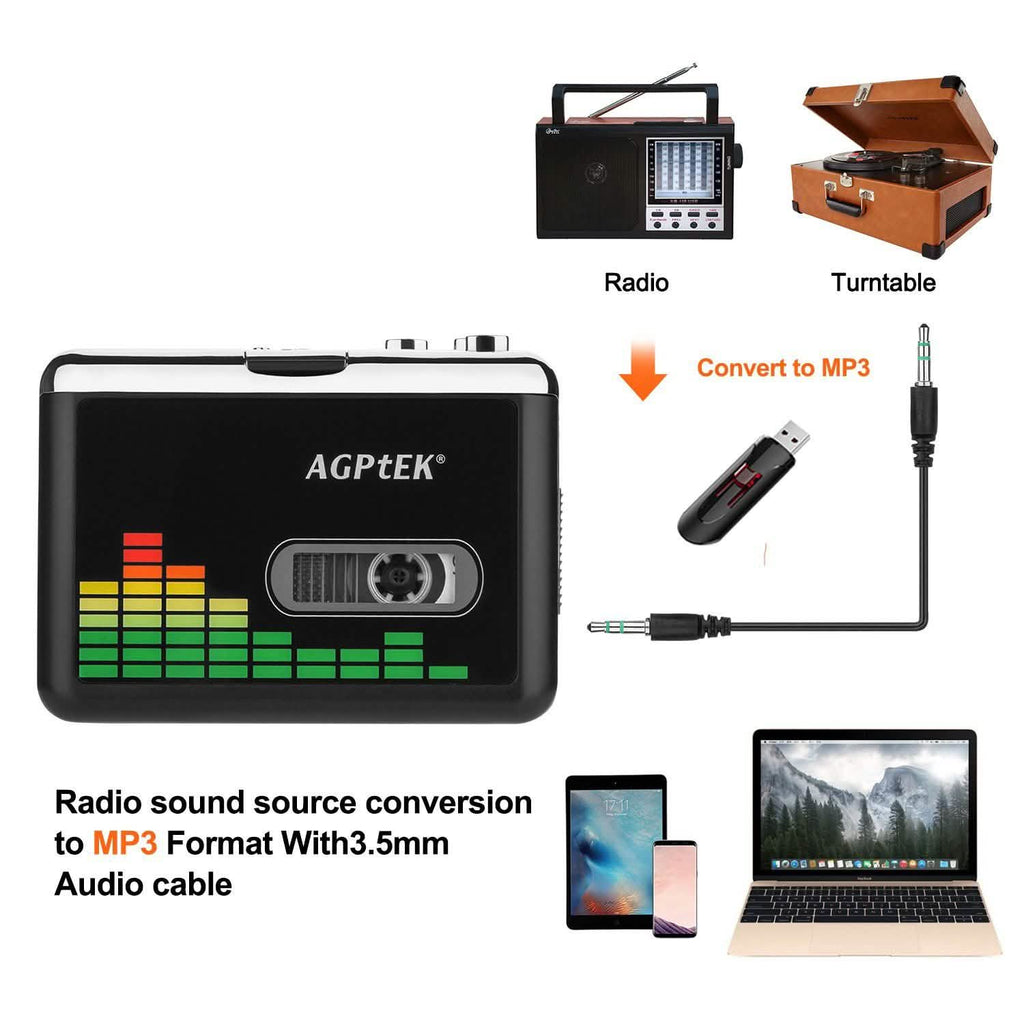 Lecteur de musique audio à cassette portable Enregistreur de cassettes avec convertisseur de cassette vers MP3