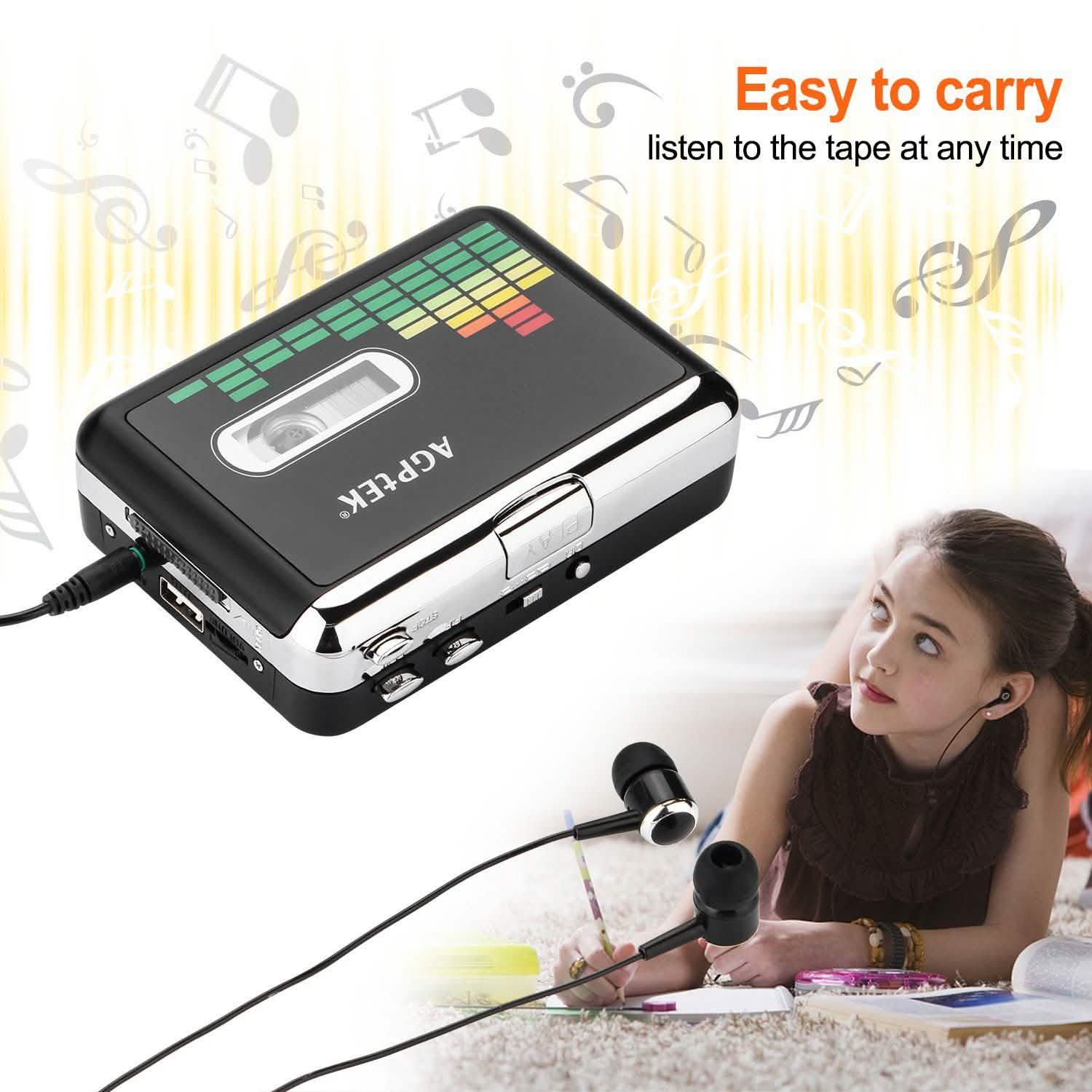 Lecteur de musique audio à cassette portable Enregistreur de cassettes avec convertisseur de cassette vers MP3