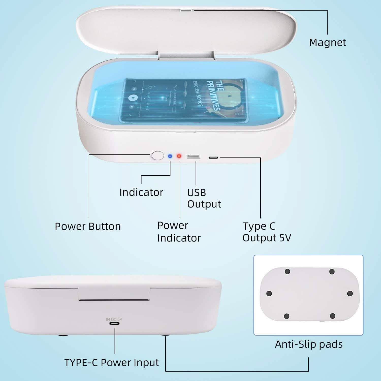 Boîtier de Nettoyage Portable pour Téléphone Portable avec Recharge Type-C OD-KFXX001