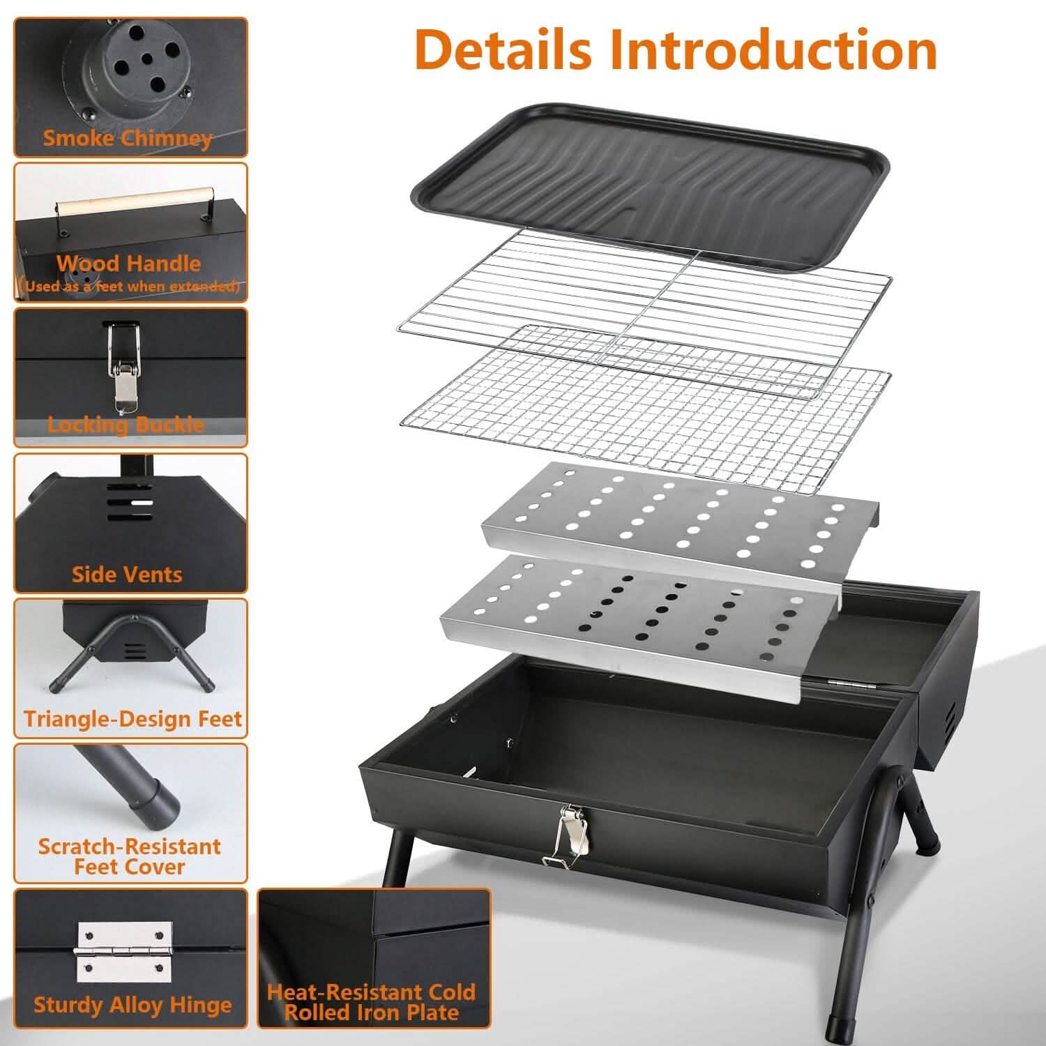 Barbecue pliant portable au charbon à deux côtés