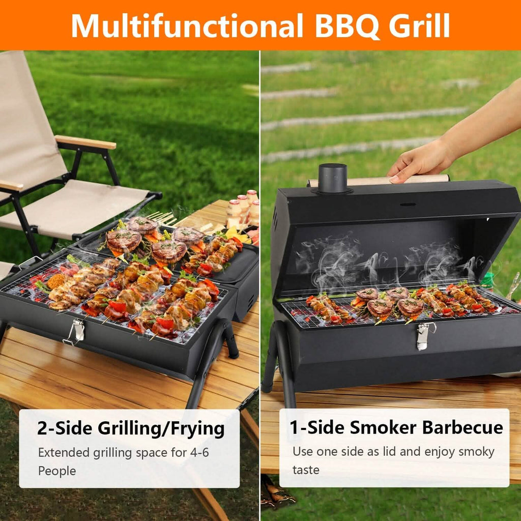 Barbecue pliant portable au charbon à deux côtés