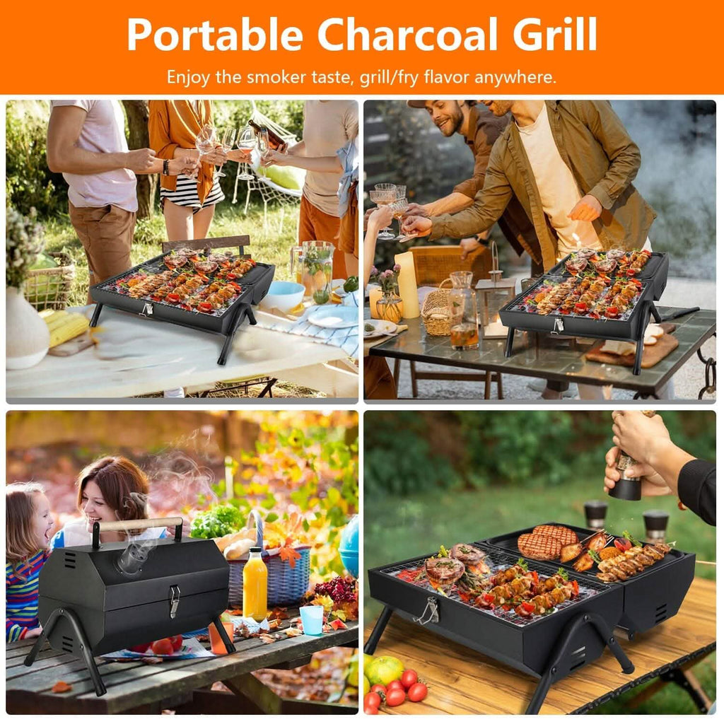 Barbecue pliant portable au charbon à deux côtés