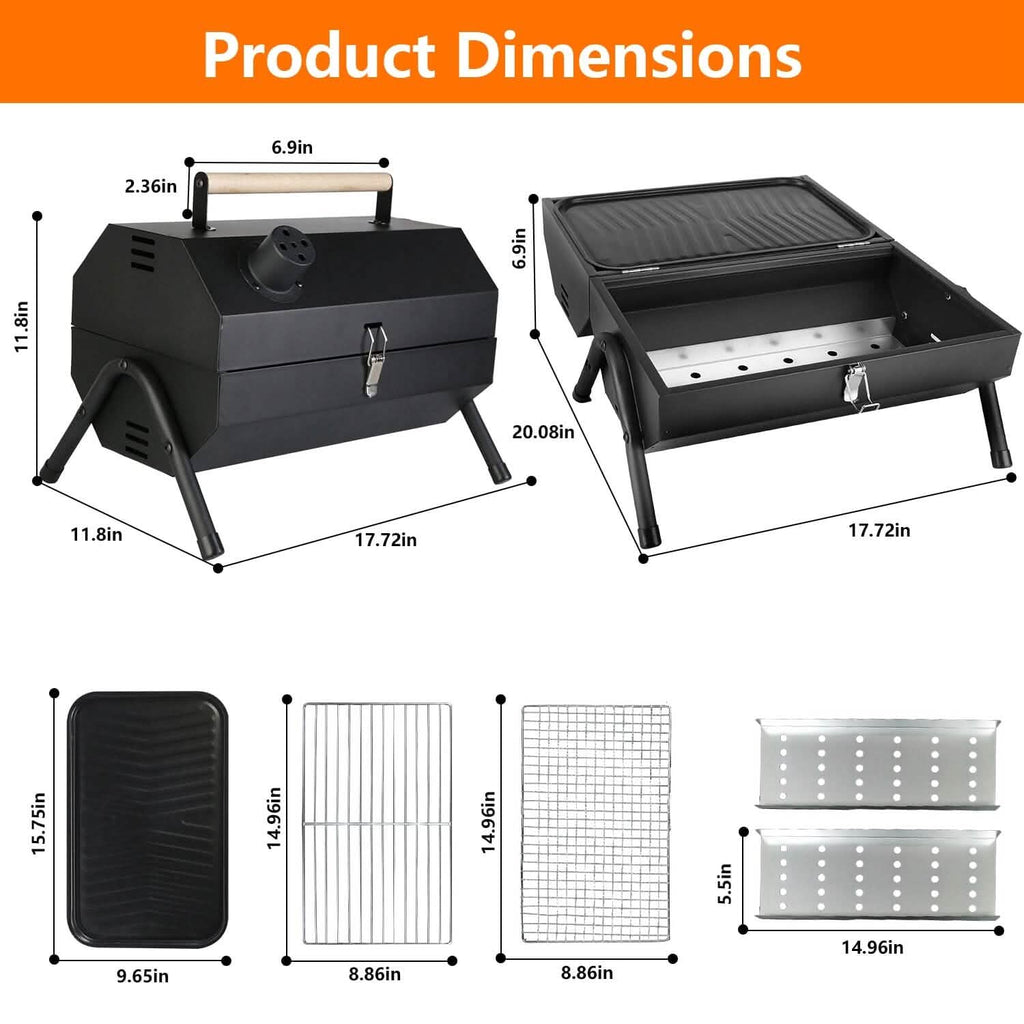 Barbecue pliant portable au charbon à deux côtés