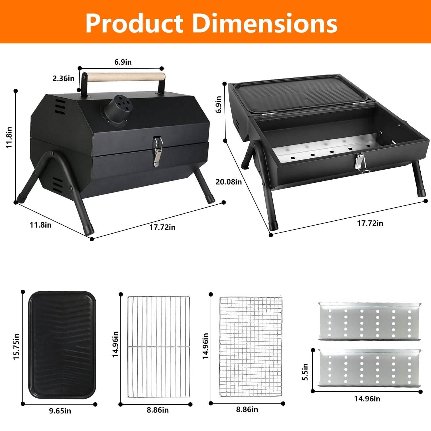 Barbecue pliant portable au charbon à deux côtés