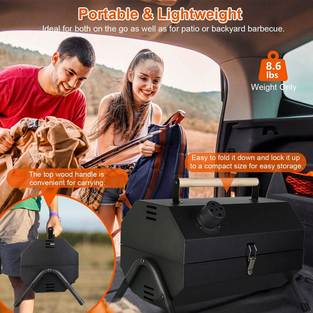 Barbecue pliant portable au charbon à deux côtés