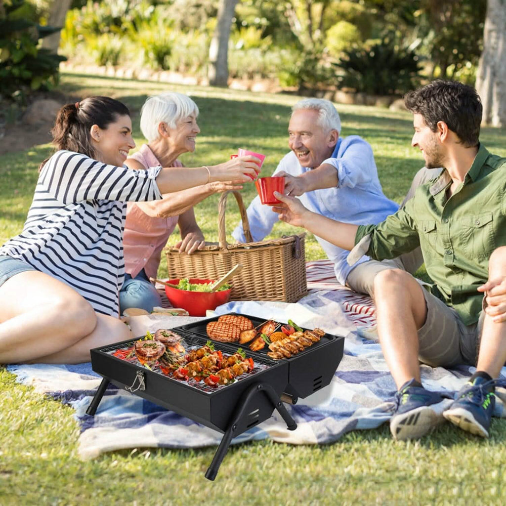 Barbecue pliant portable au charbon à deux côtés