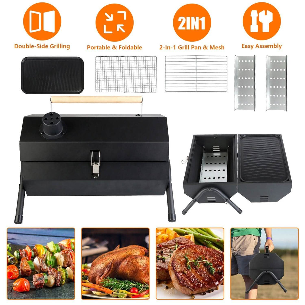 Barbecue pliant portable au charbon à deux côtés