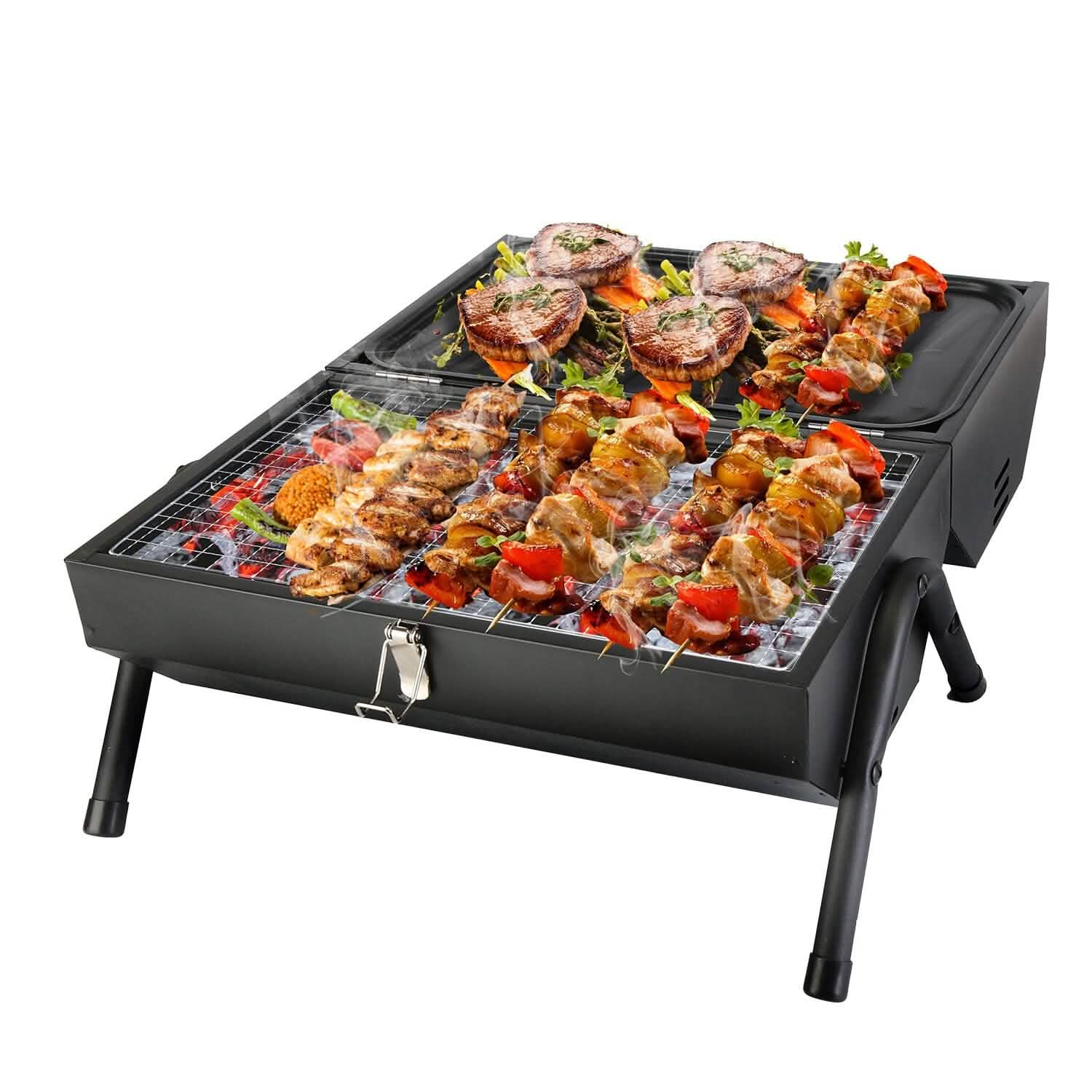 Barbecue pliant portable au charbon à deux côtés