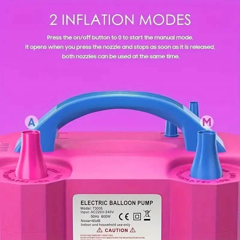 Pompe à ballons électrique portable à deux buses avec outil à nouer