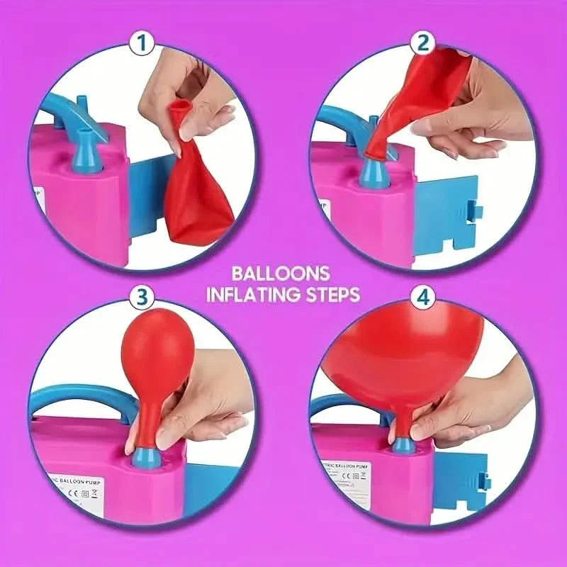 Pompe à ballons électrique portable à deux buses avec outil à nouer