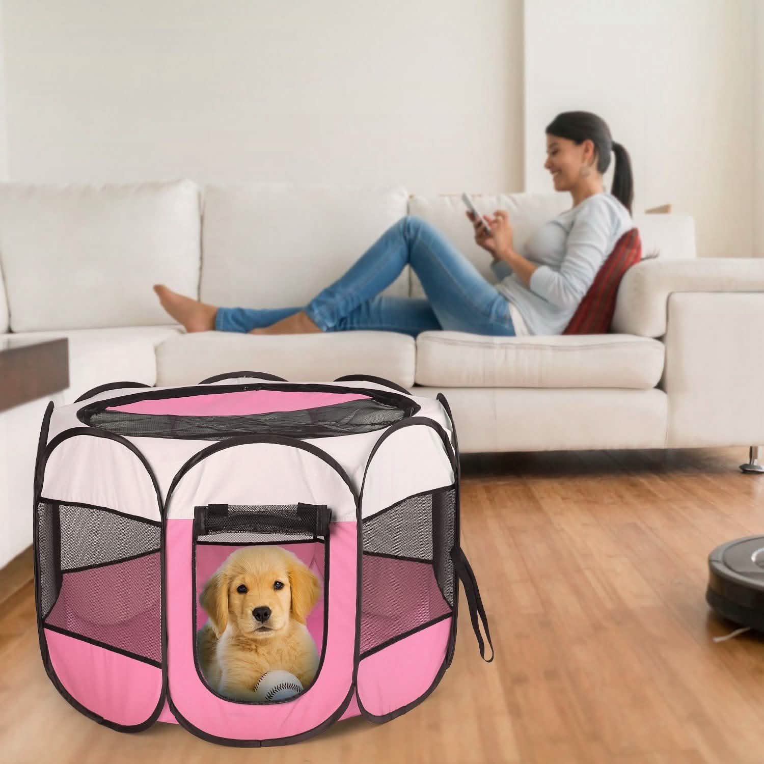 Parc pour animaux de compagnie pliable et portable pour chiens, chats et autres animaux