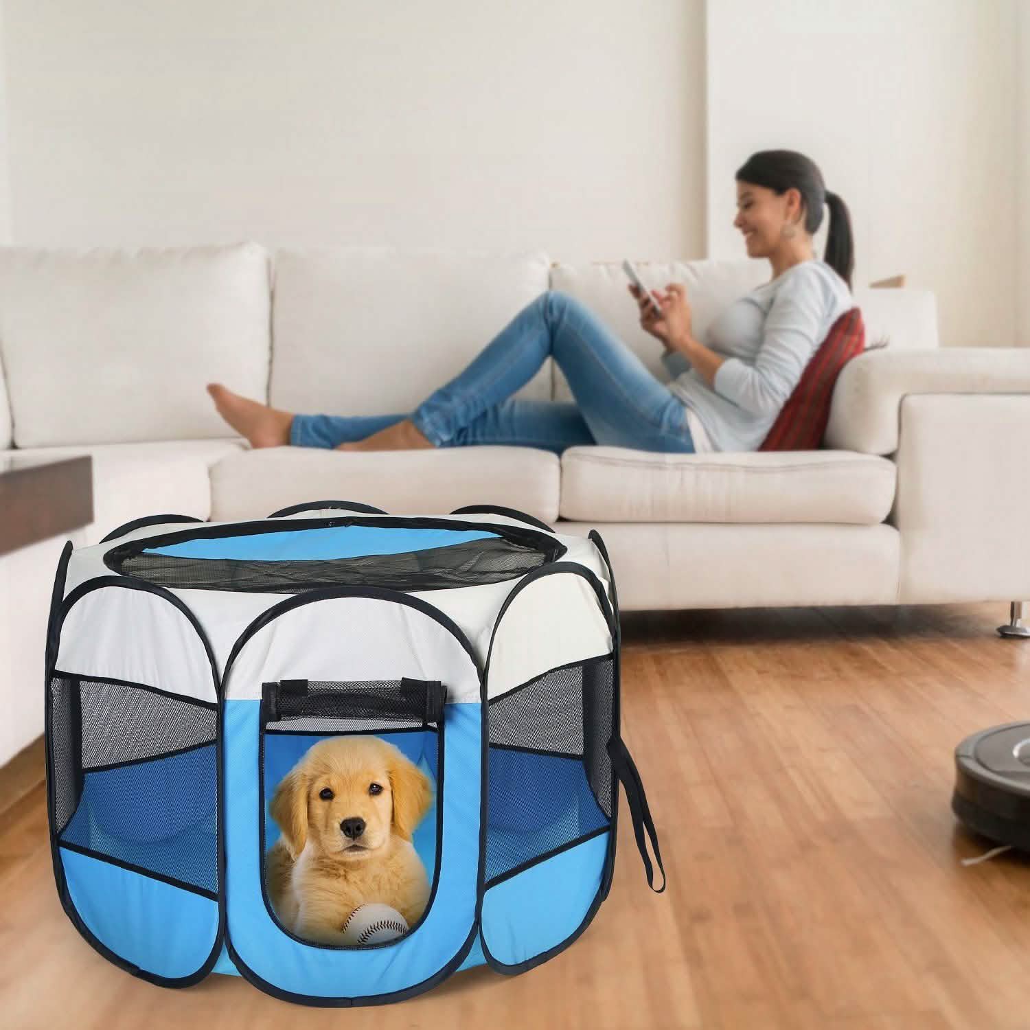 Parc pour animaux de compagnie pliable et portable pour chiens, chats et autres animaux