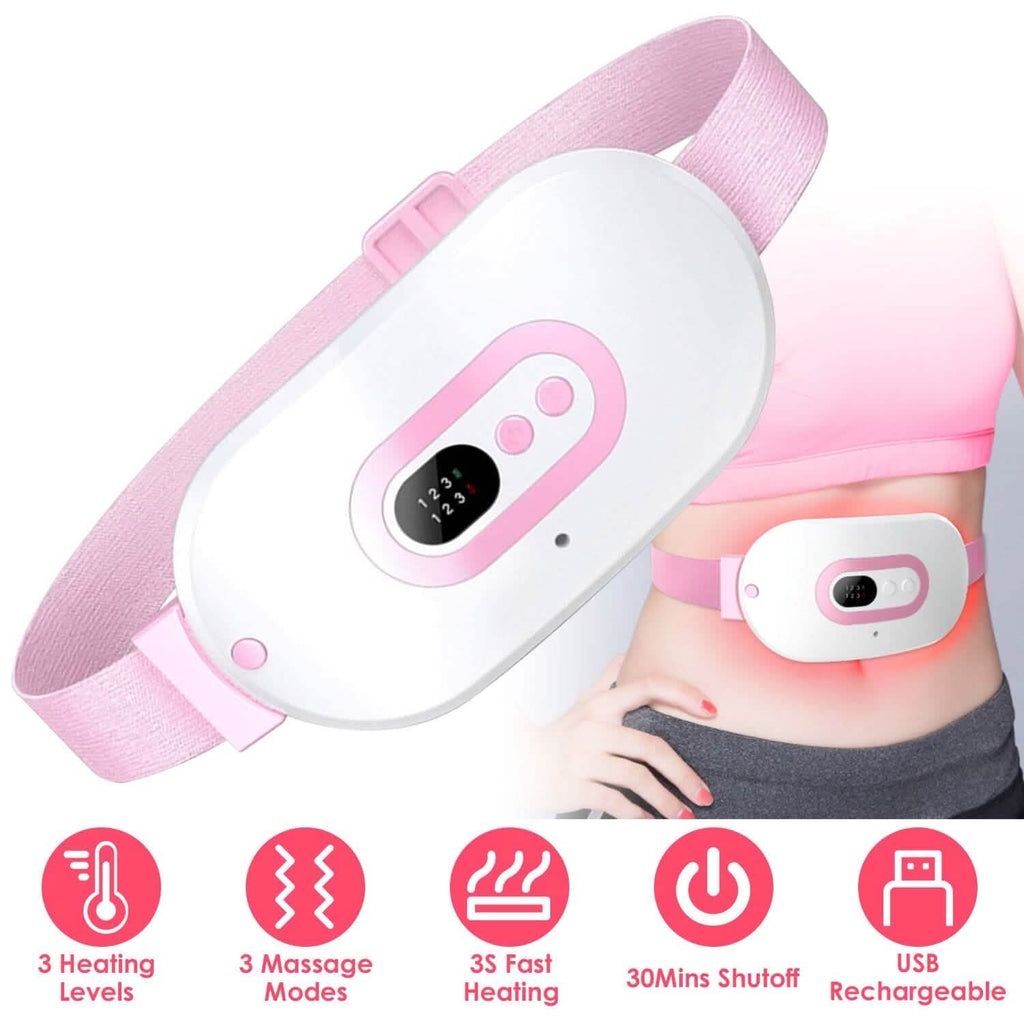 Plaque chauffante portable pour crampes, chauffe rapidement avec 3 niveaux de chaleur et 3 modes de massage