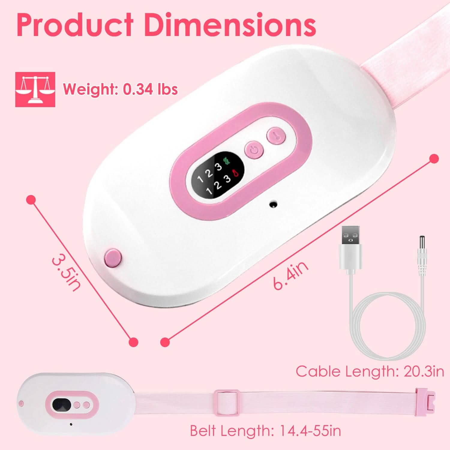 Plaque chauffante portable pour crampes, chauffe rapidement avec 3 niveaux de chaleur et 3 modes de massage