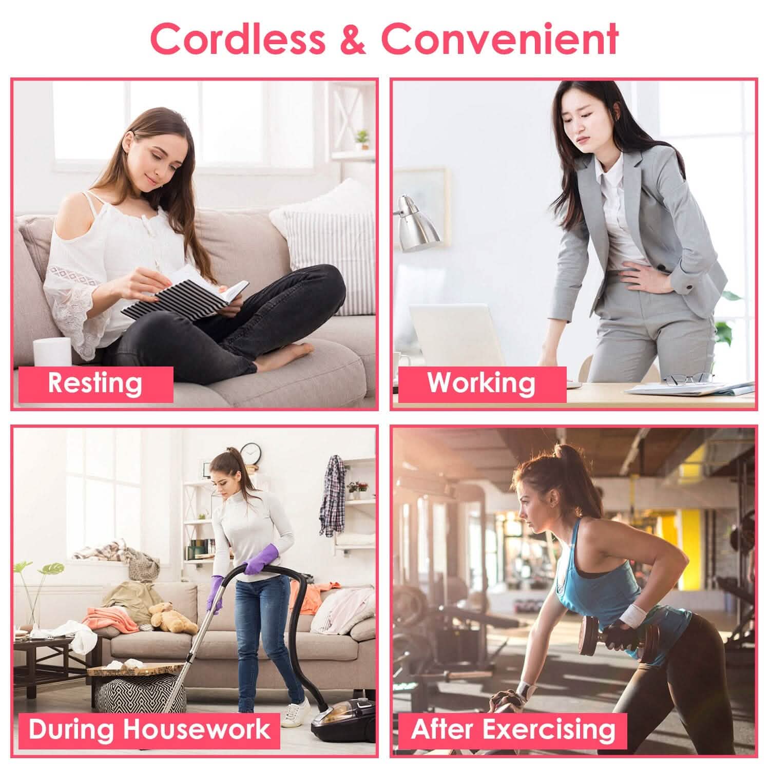 Plaque chauffante portable pour crampes, chauffe rapidement avec 3 niveaux de chaleur et 3 modes de massage