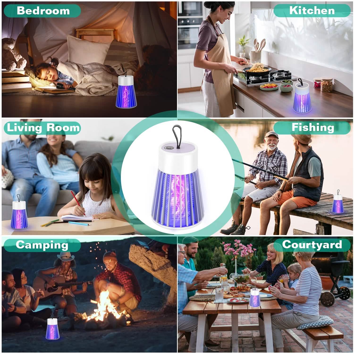 Lampe anti-moustiques et insectes électrique portative à LED