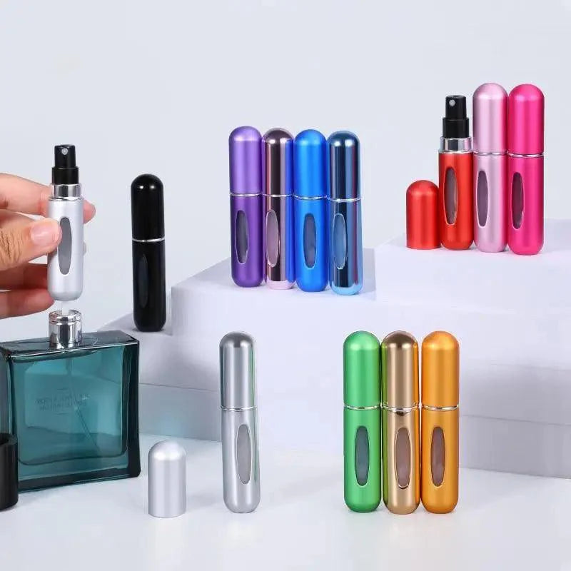 Flacon pulvérisateur mini-atomiseur rechargeable portable, récipient léger pour cosmétiques, mini flacon vide en aluminium pour les voyages, joli petit flacon pour dames, 5 ml