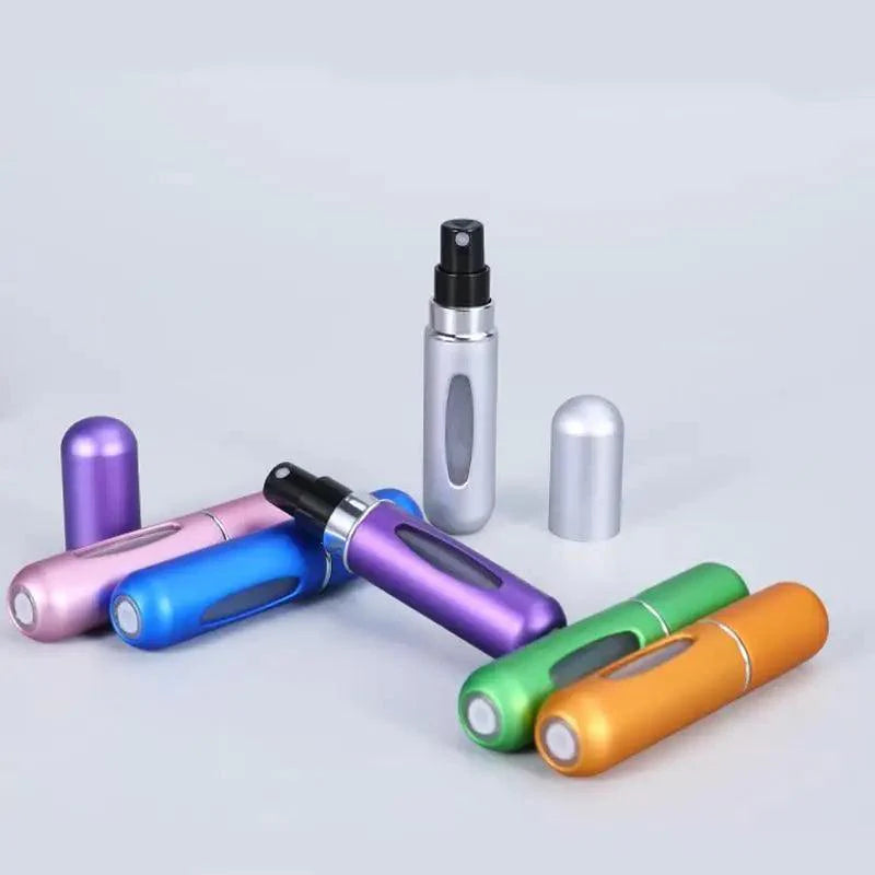 Flacon pulvérisateur mini-atomiseur rechargeable portable, récipient léger pour cosmétiques, mini flacon vide en aluminium pour les voyages, joli petit flacon pour dames, 5 ml