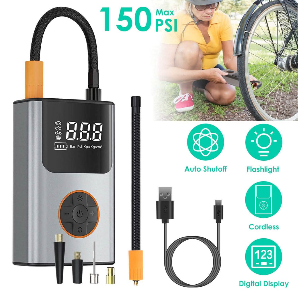 Mini-gonfleur de pneus portable avec écran numérique et lumière LED