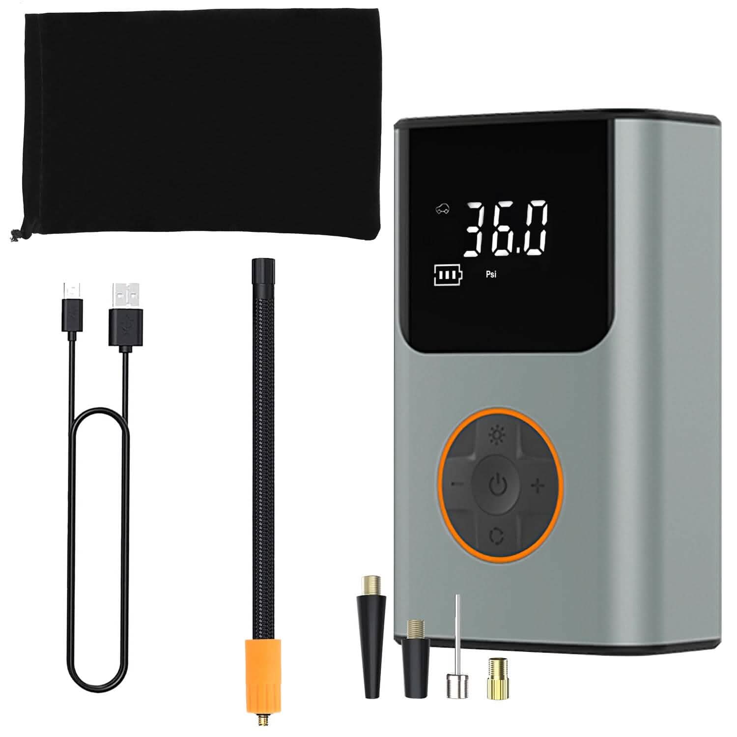 Mini-gonfleur de pneus portable avec écran numérique et lumière LED