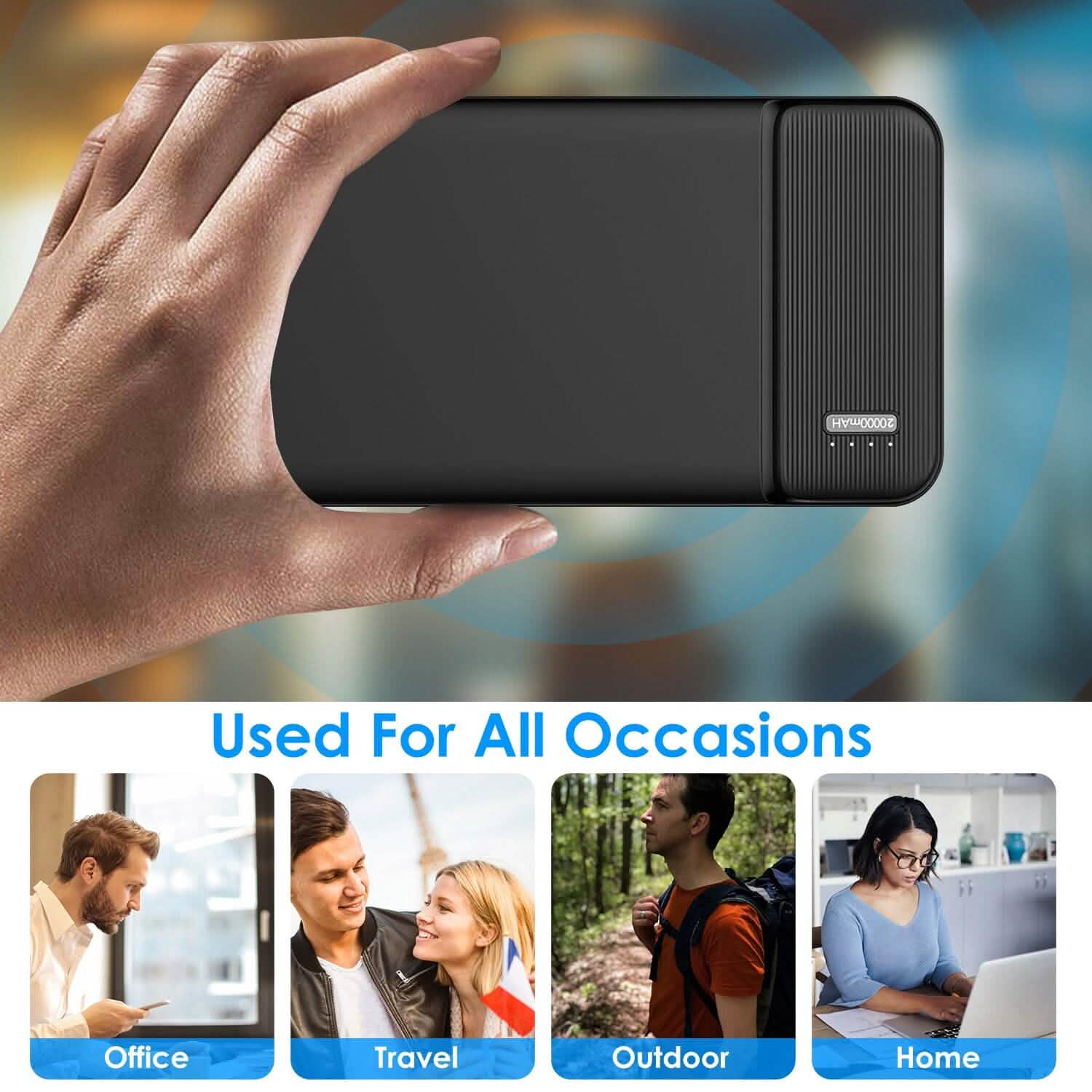 Chargeur de téléphone portable Power Bank avec 1 câble micro USB
