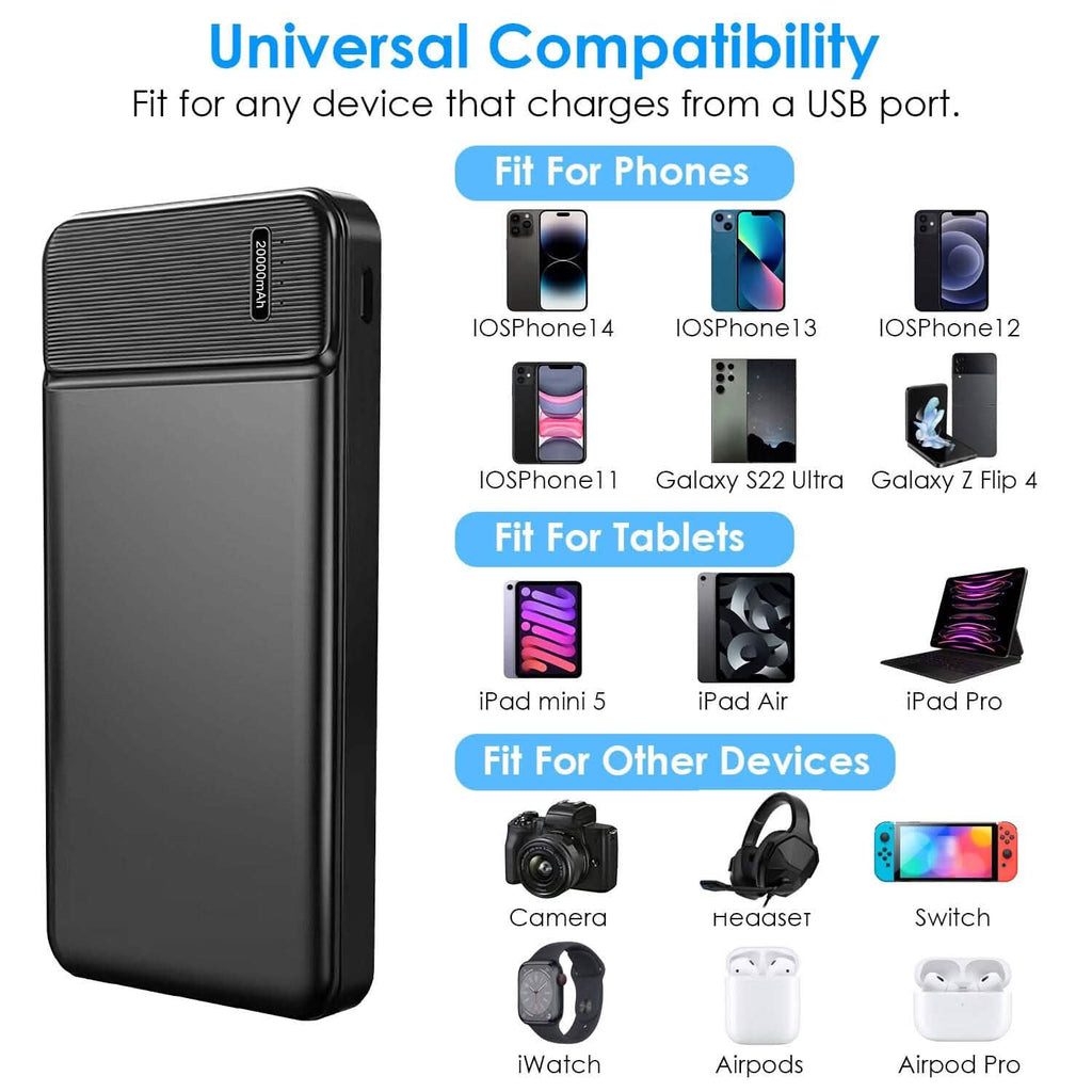 Chargeur de téléphone portable Power Bank avec 1 câble micro USB
