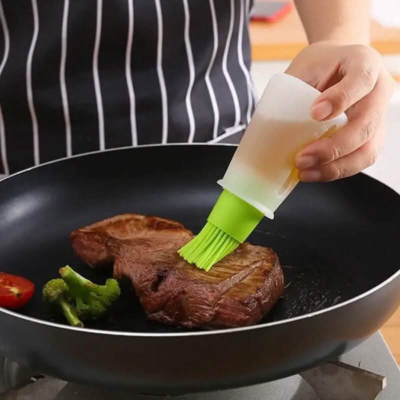 Bouteille d'huile en silicone portable avec pinceau