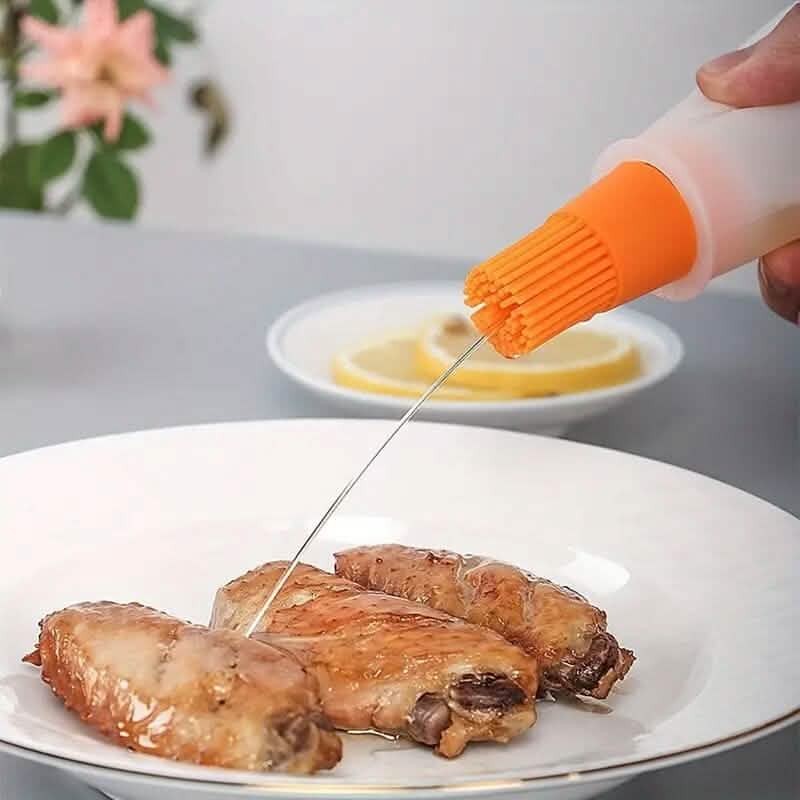 Bouteille d'huile en silicone portable avec pinceau
