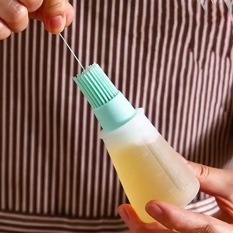Bouteille d'huile en silicone portable avec pinceau
