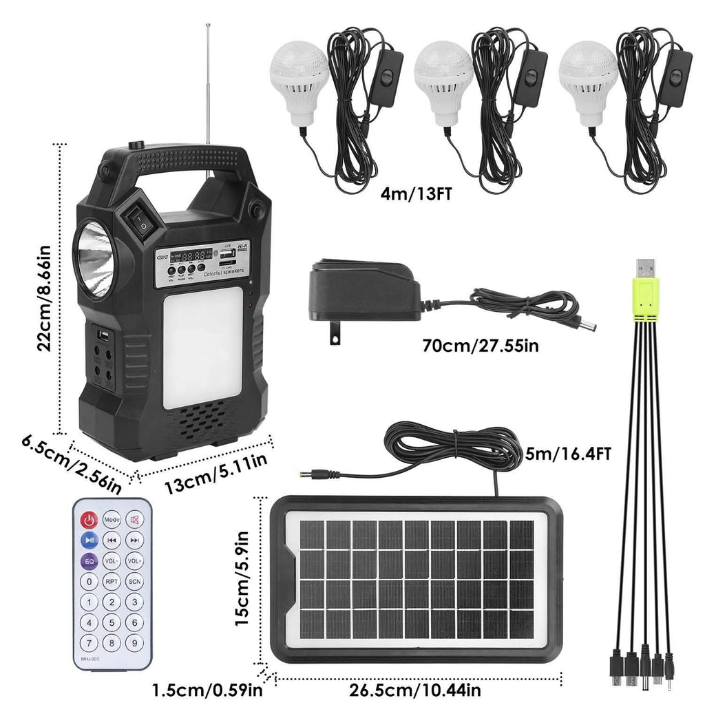 Centrale Électrique Solaire Portable avec Lampe Torche et 3 Ampoules d'Éclairage