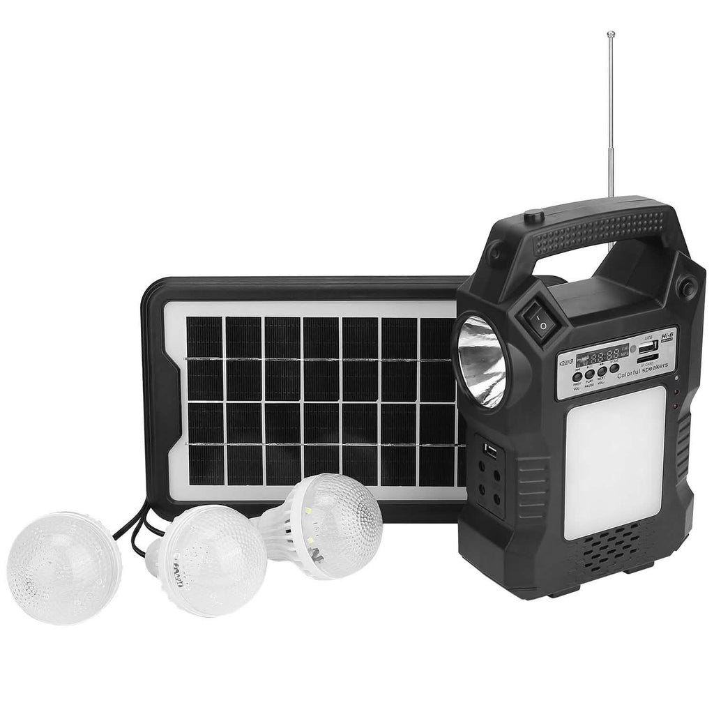 Centrale Électrique Solaire Portable avec Lampe Torche et 3 Ampoules d'Éclairage