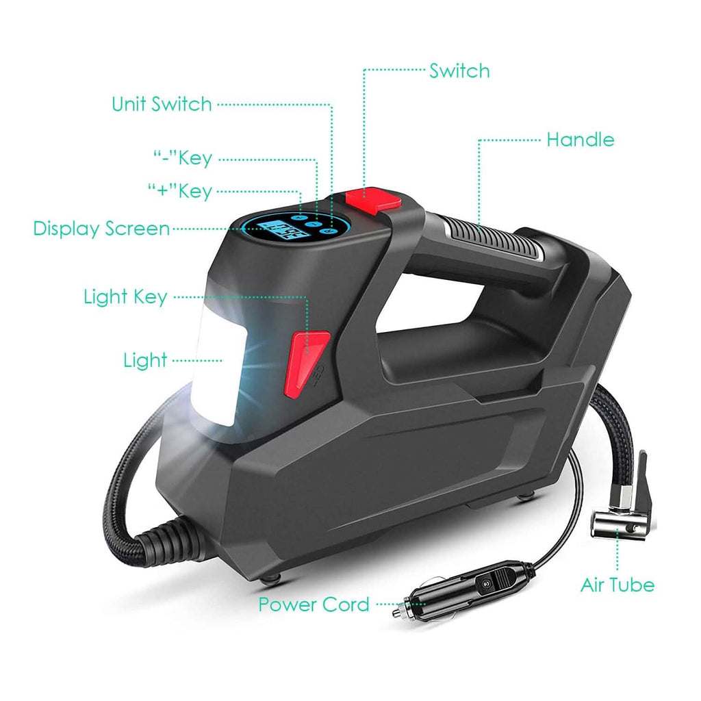 Compresseur d'air portable 120 PSI maximum 90W Pompe à pneu avec affichage numérique LED