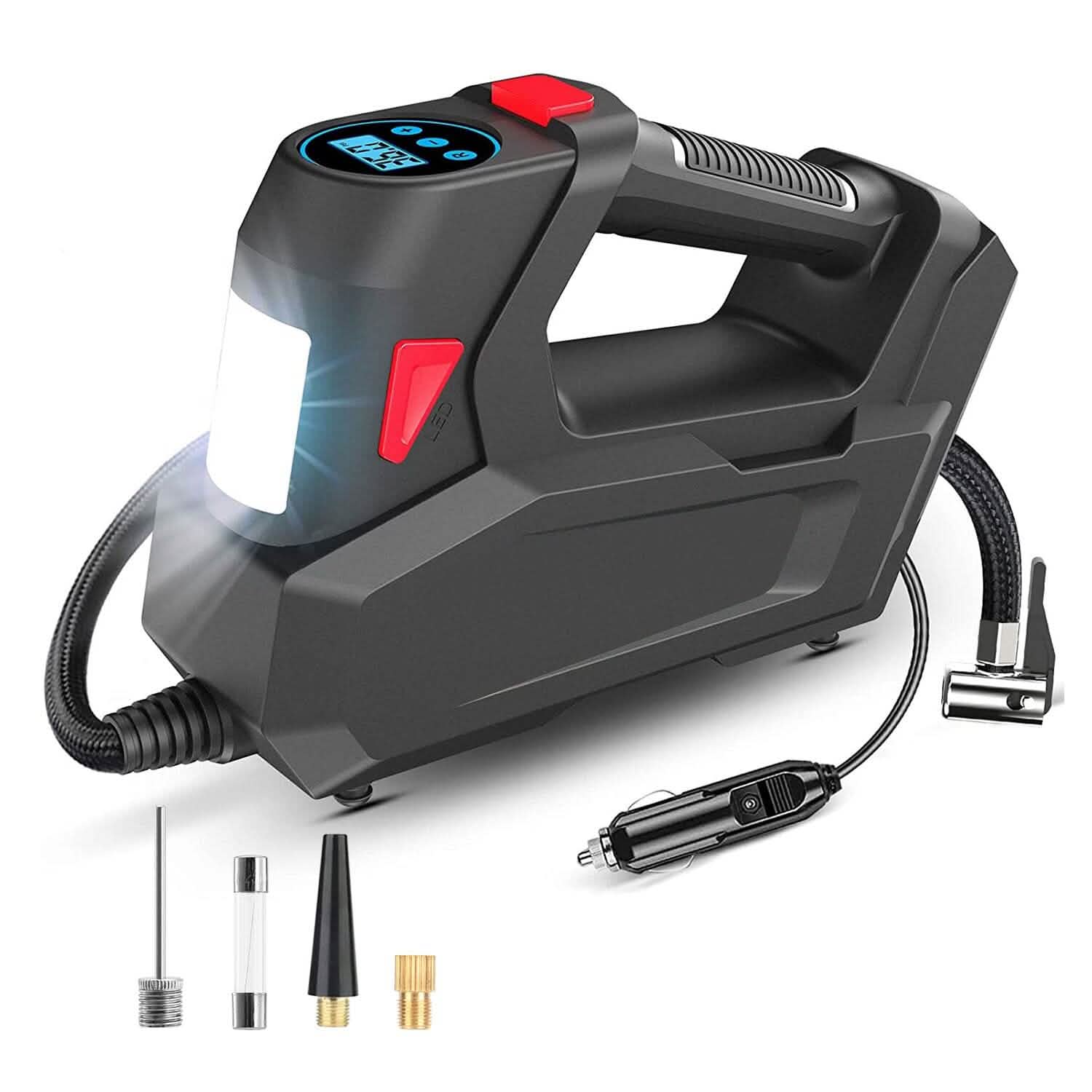 Compresseur d'air portable 120 PSI maximum 90W Pompe à pneu avec affichage numérique LED