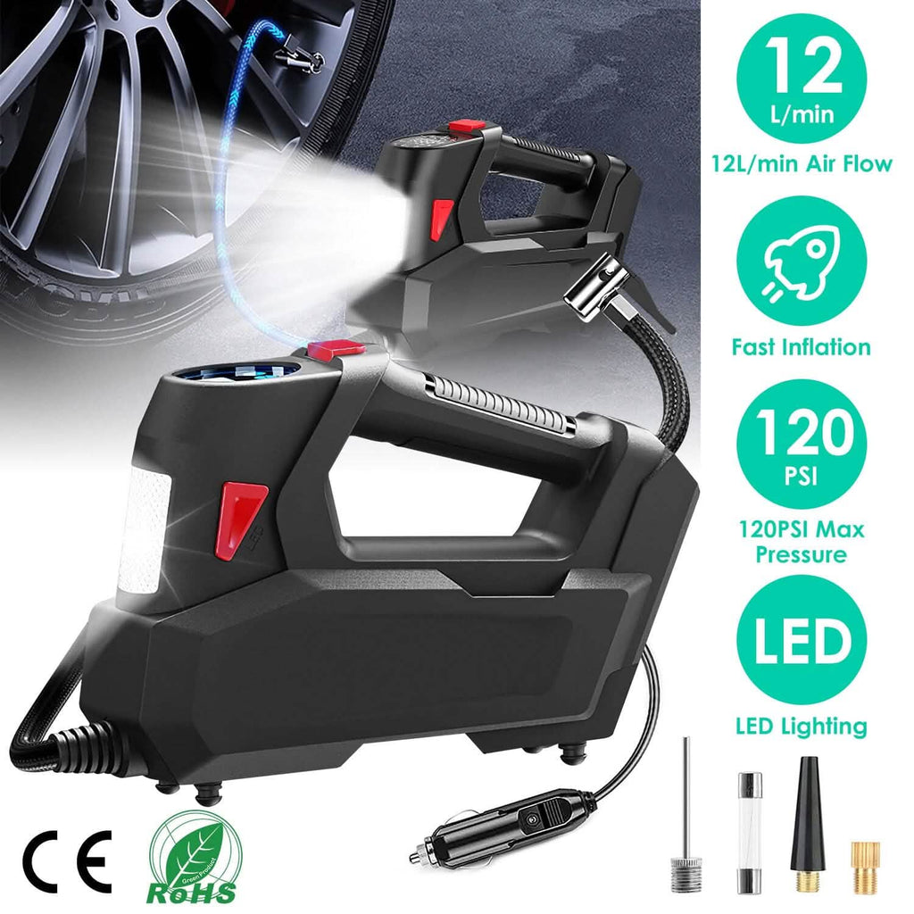 Compresseur d'air portable 120 PSI maximum 90W Pompe à pneu avec affichage numérique LED