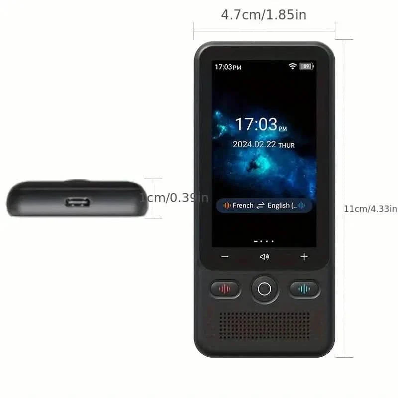 Traducteur vocal bidirectionnel portable avec 138 langues et 39 voix