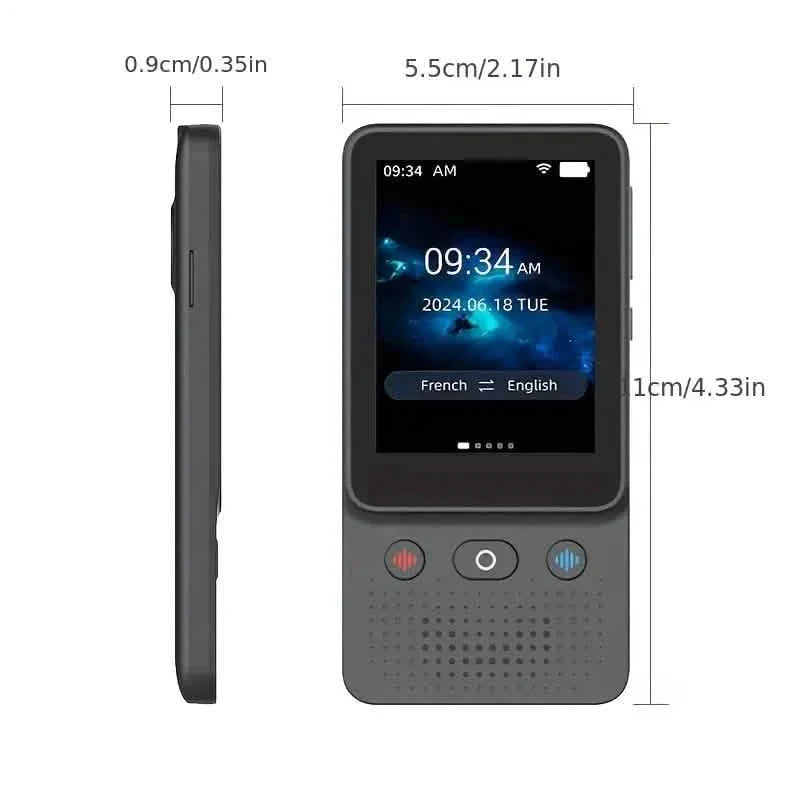 Traducteur vocal bidirectionnel portable avec 138 langues et 39 voix