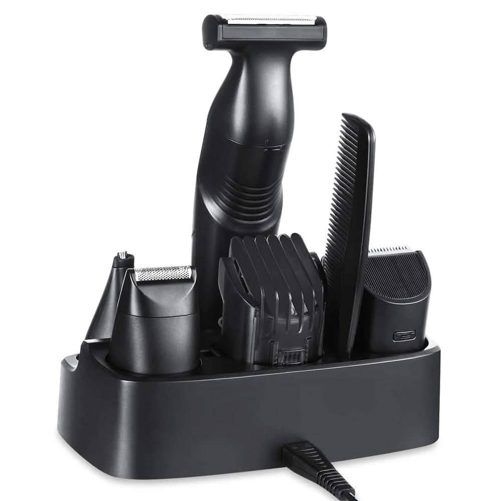Tondeuse à Barbe 5 en 1 Sans Fil Povos Kit de Style et de Précision Corps