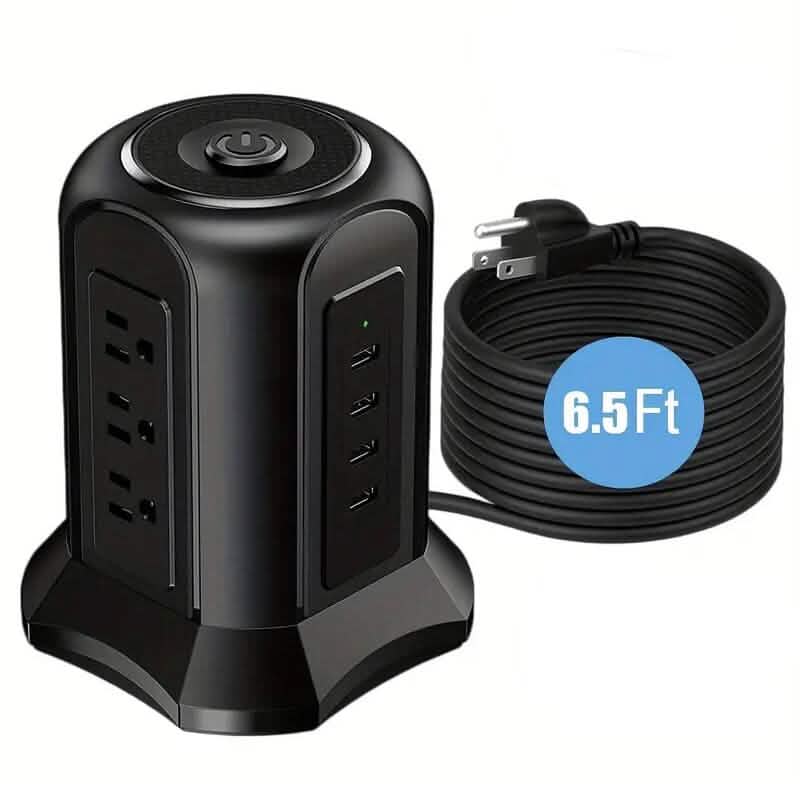 Tour Multiprise avec 9 Prises 4 Ports USB Cordon de 2 m.