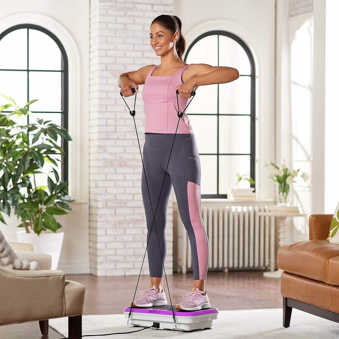 Plateforme vibrante PowerFit Elite avec bandes de résistance et tapis (reconditionnée)