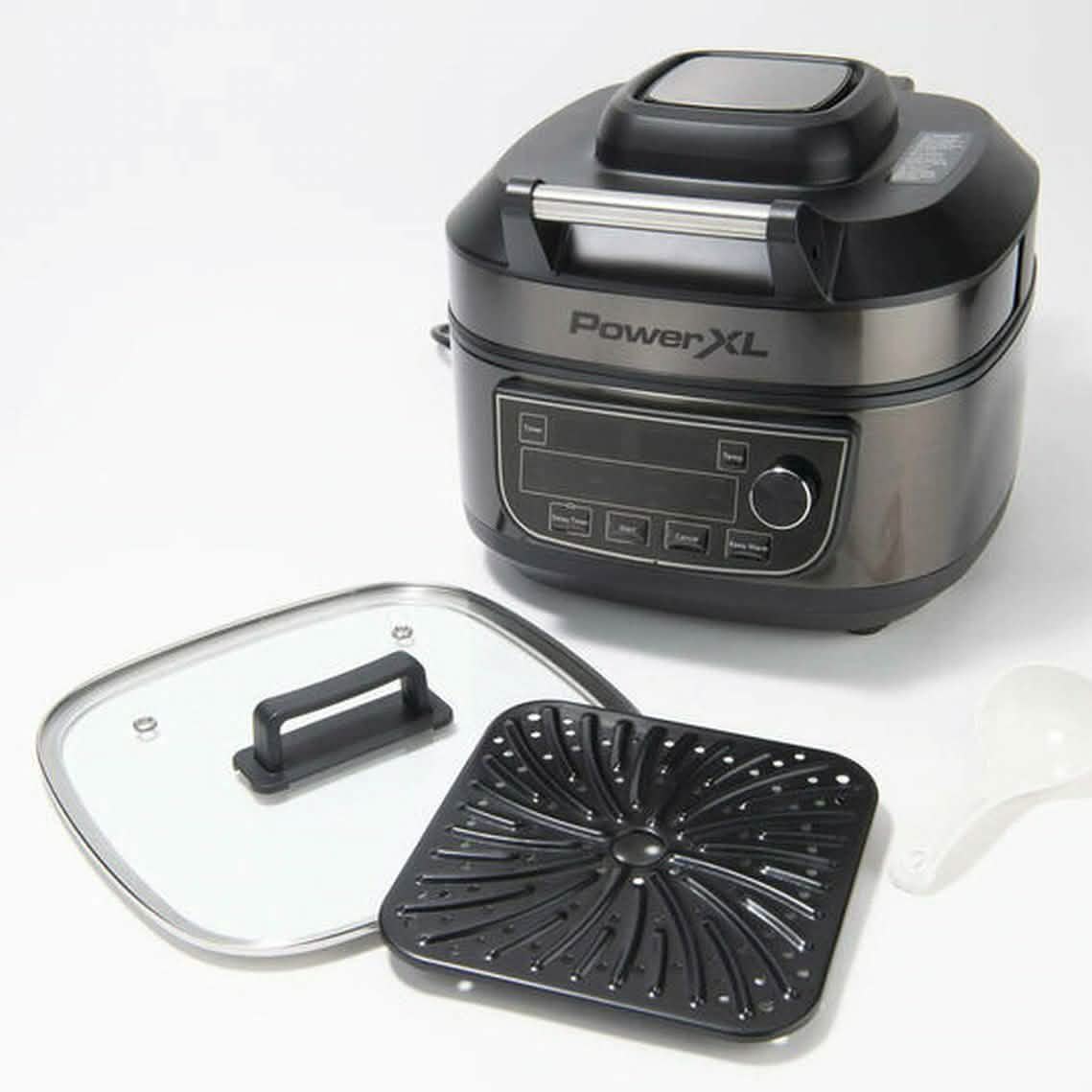 PowerXL 1550W Grill et Friteuse à Air Combi 12-en-1 de 5,7 L avec Couvercle en Verre (Reconditionné)