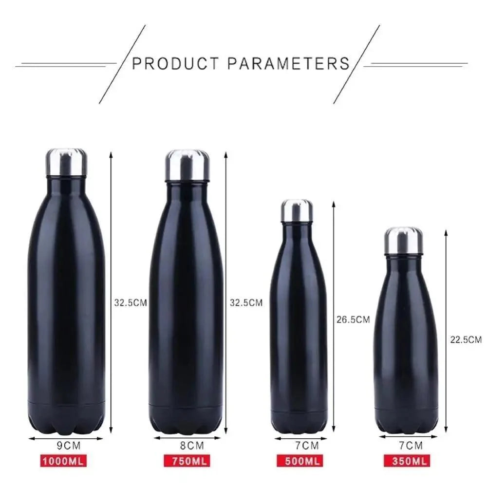 Bouteille d'eau créative double paroi sans BPA de qualité supérieure 350/500/750/1000 ml en acier inoxydable, thermos de sport portable pour bière, thé et café
