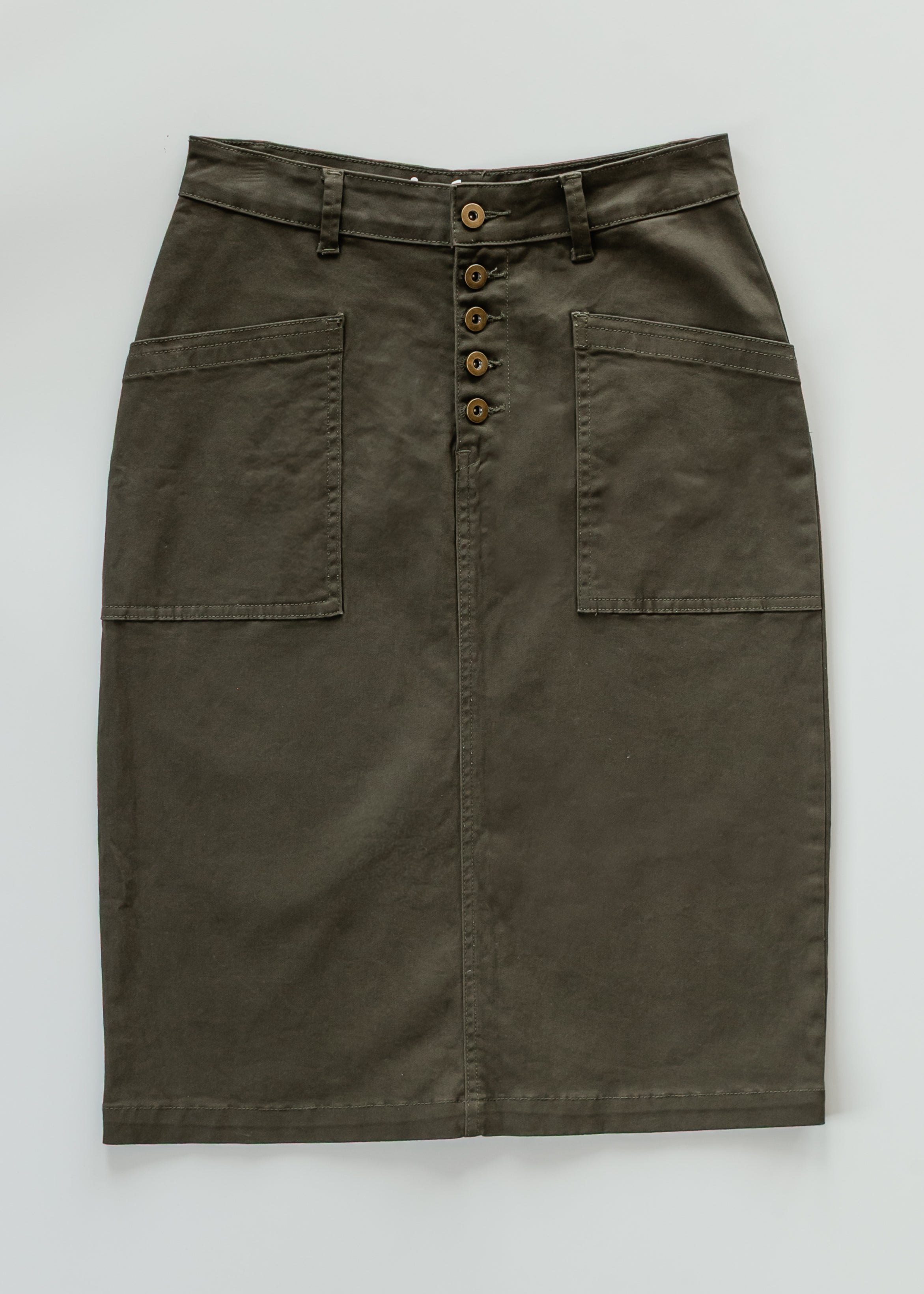 Jupe-midi en jean Kennedy Olive