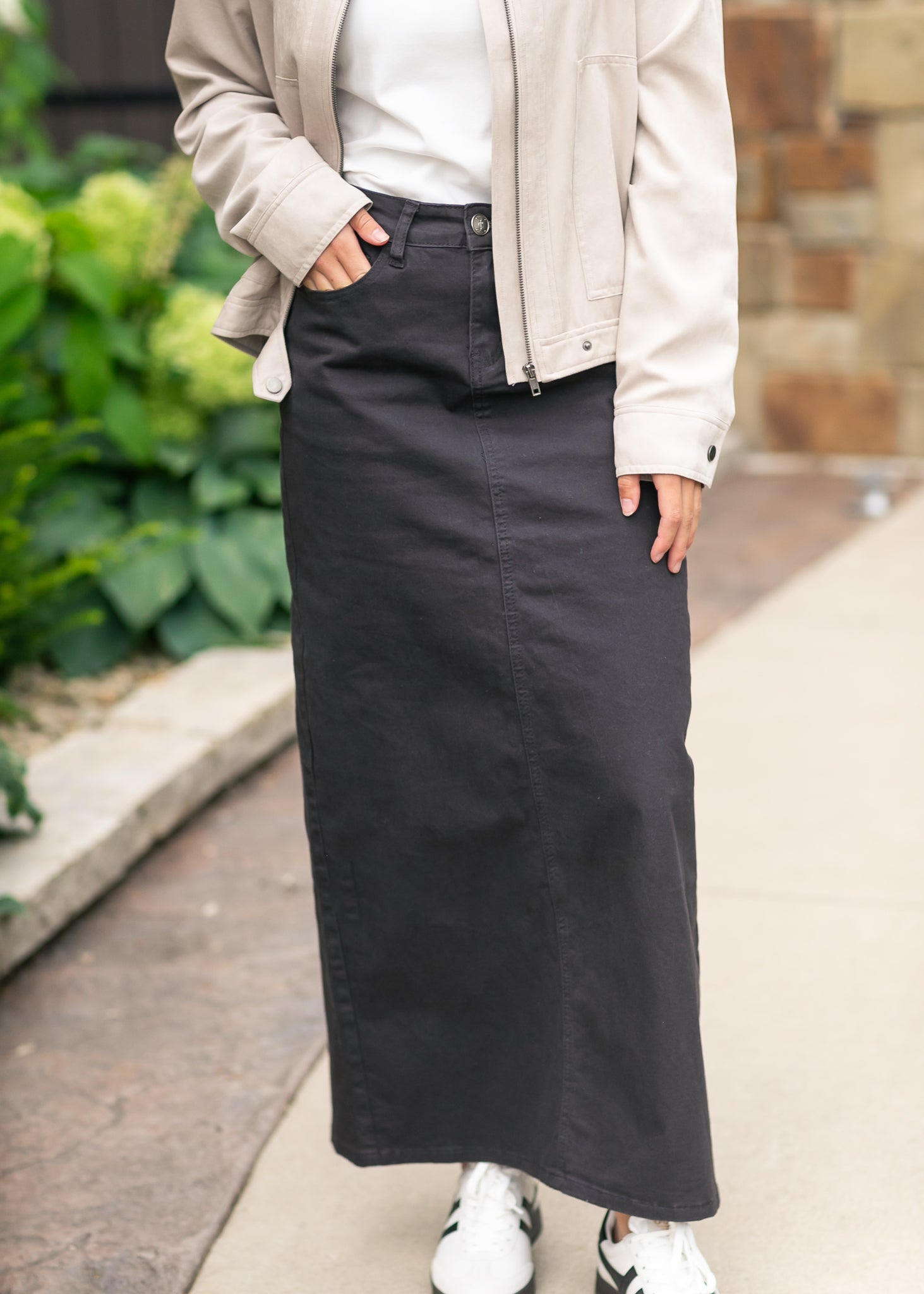 Jupe longue en jean noir Stella Onyx